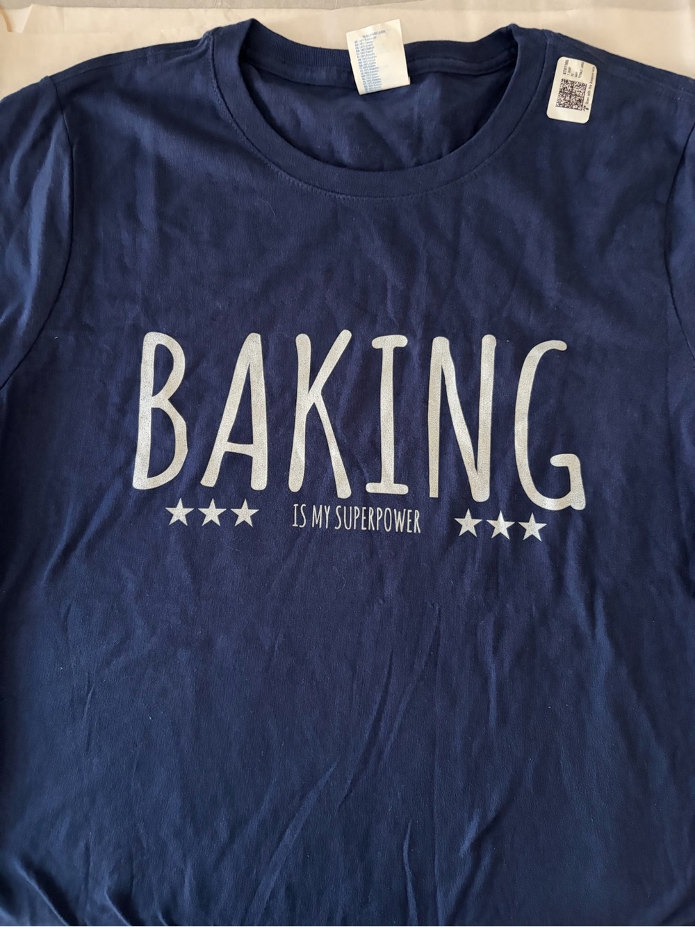 Women’s Navy Blue 'Baking Is My Superpower' Short Sleeve Graphic Tee